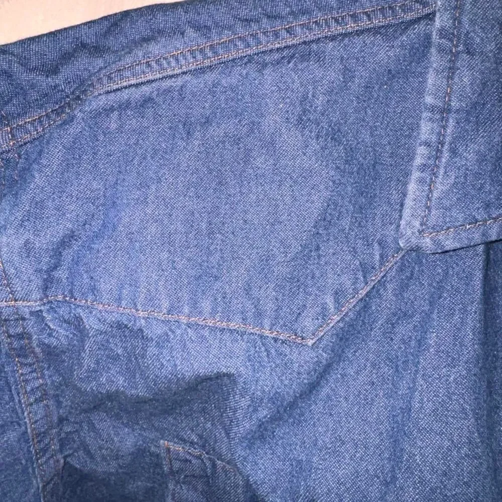 Wrangler Men's Blue Demin Jean Shirt XL Pearl Snap Vintage Cowboycore Western - Picture 7 of 8